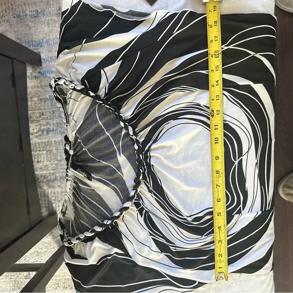Sandra Darren Black White Abstract Print Short Sleeve Dress XL NWT - Picture 9 of 12